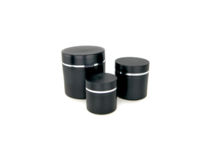 Black cosmetic jars