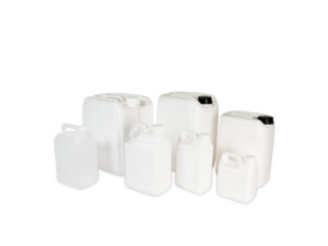 jerrycans, bidons, bouteilles en plastique fluorés